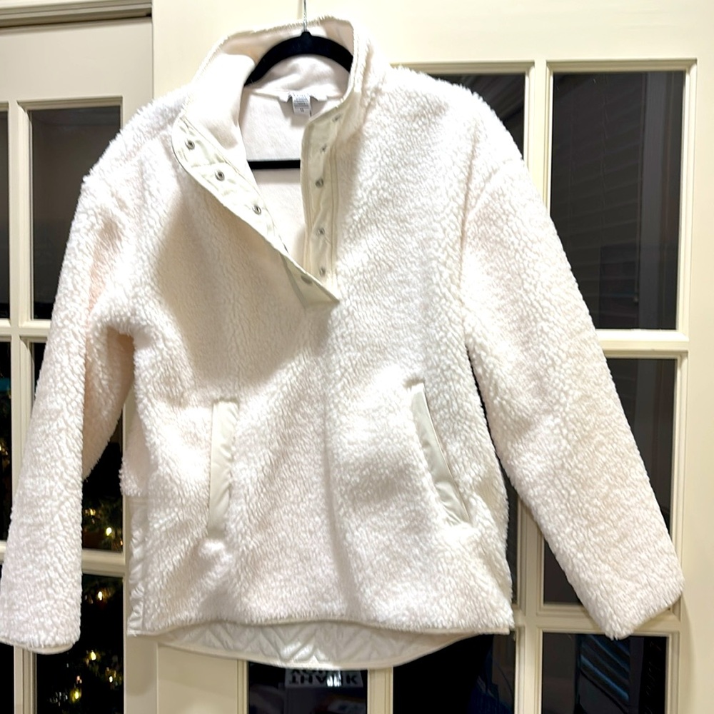 NWT Athleta Cozy Sherpa Snap Seeatshirt - Picture 2 of 7